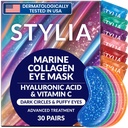 Stylia Collagen & Vitamin C 猫眼和暗色圈眼下补丁 - 用Hyaluronic酸去除、吸水和扎紧眼罩眼下补丁 - Vegan,残忍-无皮肤护理(30对)