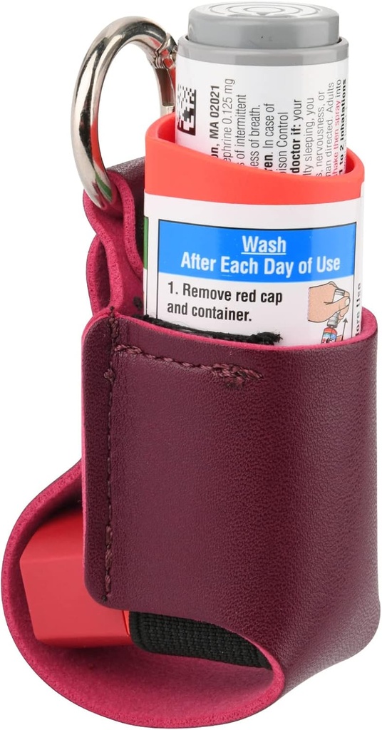 Beautiflier Asthma Inhaler Holder, 持久微纤维皮旅行 Handy Ihaler Keychain Holder for Kids and Adlants, Inhaler not united (红色) 互联网档案馆的存檔,存档日期2013-12-11.