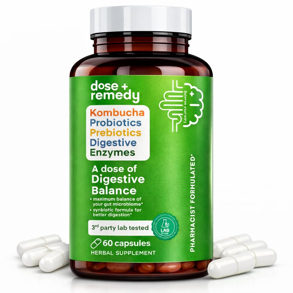 消化平衡-脂肪健康补充剂-USDA-Kombucha, 7种微生物-消化分泌酶的亲生草原和预生药-为男女提供减肥
