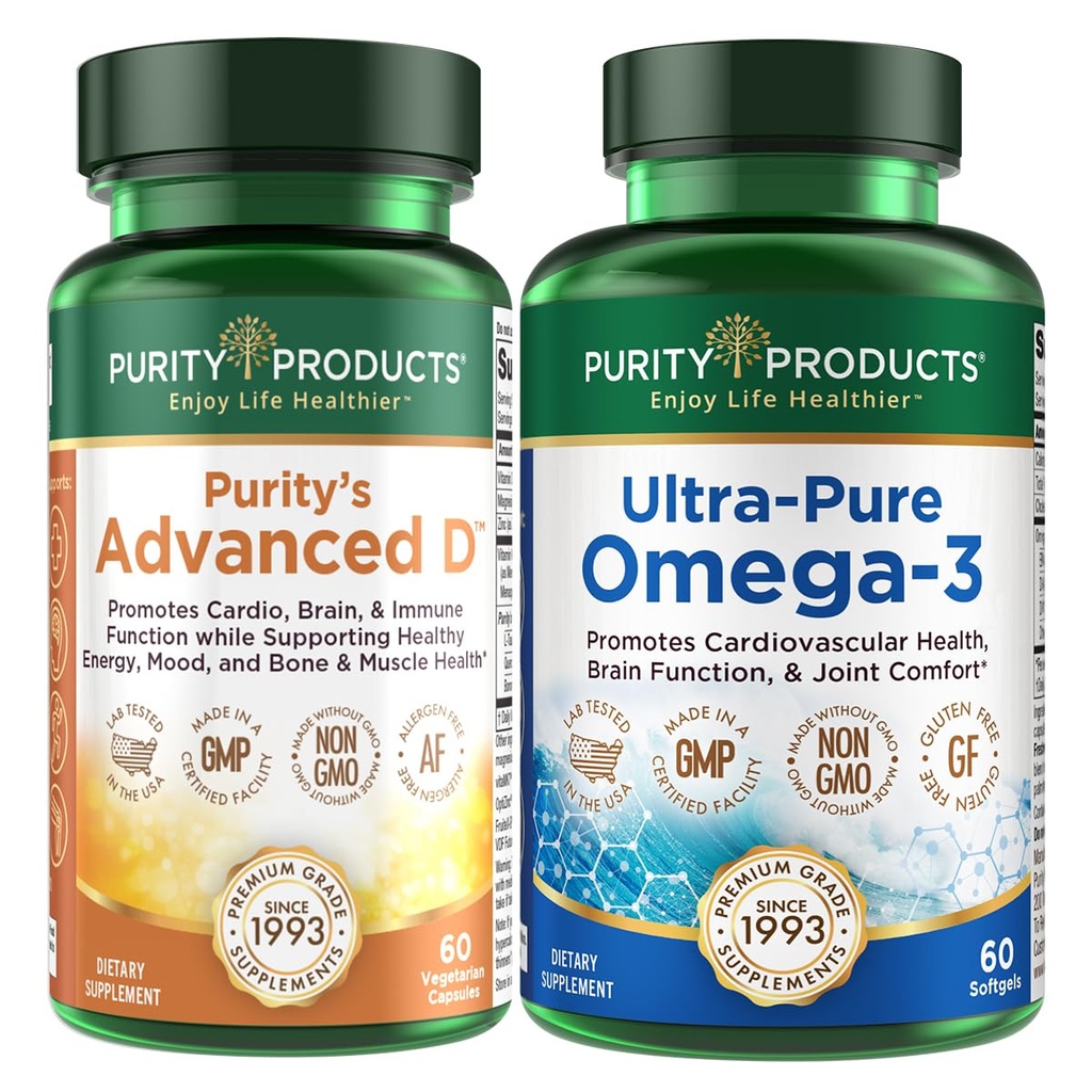 纯度产品KIT - 坎内尔博士的高级D + Omega-3 高级D的超纯度鱼油被装入维生素D,维生素K2,锌,甘化镁Citrate,Boron和陶里纳.