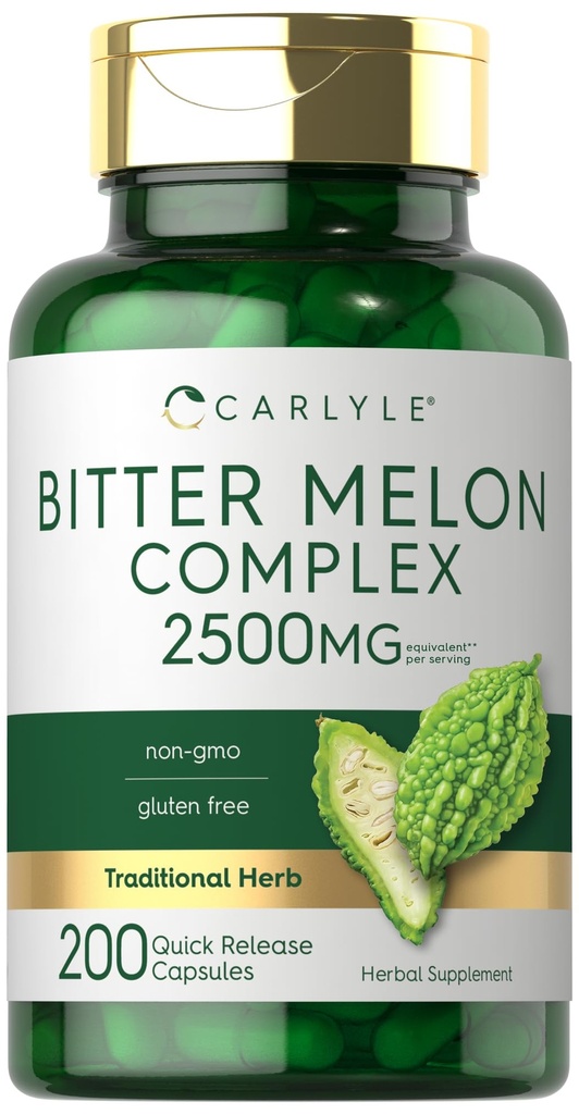 Carlyle Bitter Melon Capsules 2500 mg → 200 Counter → Non-GMO & Gluten Free Excution → 复杂补编