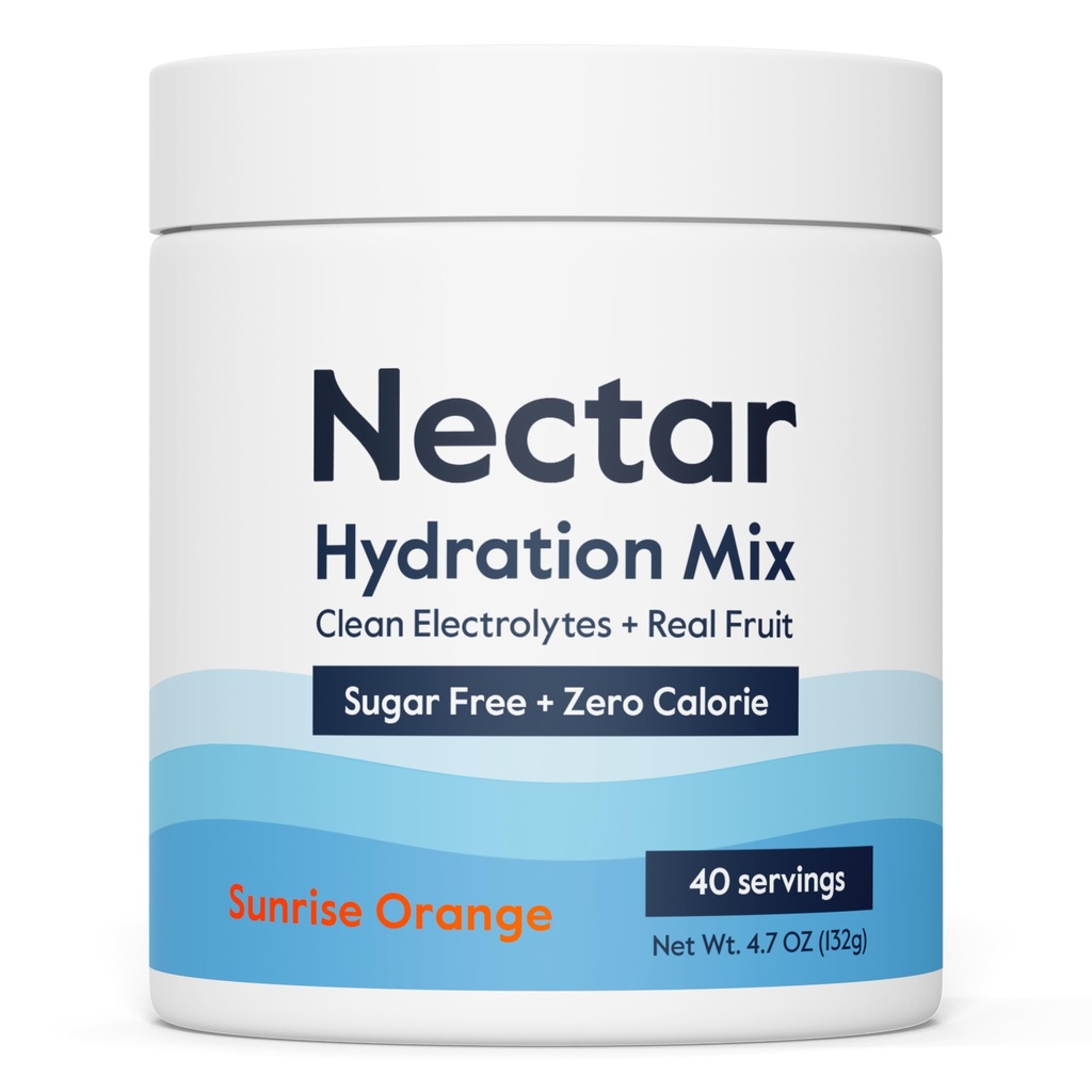 Nectar 糖无电解质粉 - 有机果实无糖或卡路里 - 脱水缓解和快速补液的水化粉 - Keto和Paleo(橙40 服务塔)