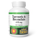 天然因子,Turmeric & Bromelain 450 mg,肌肉和联合支持,180 Capsules