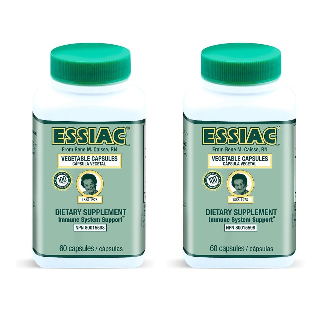 Essiac 茶叶全自然草药提取法 Capsules – 60 Capsules – 强力抗氧化剂混合剂 – 帮助促进整体健康与健康 – 原配方 自1922年起(包2)