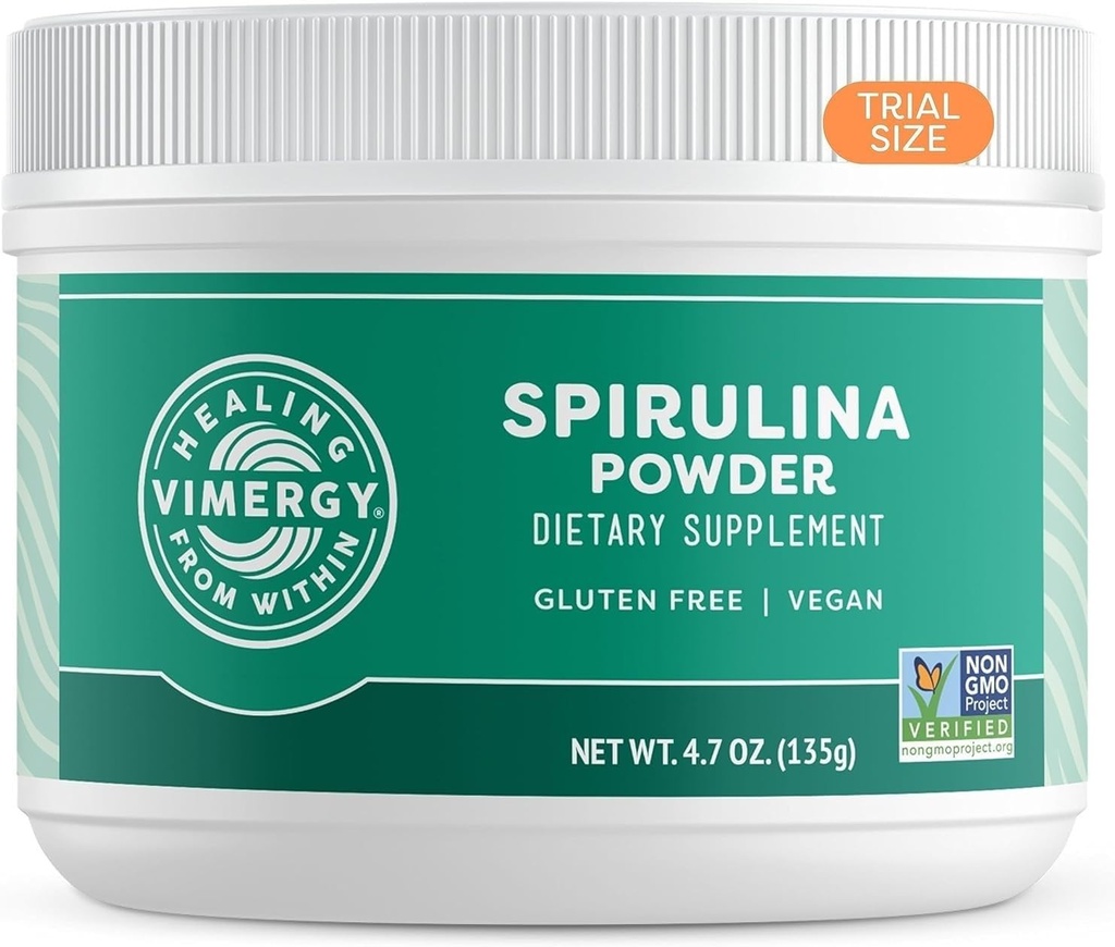 Vimmergy Spiruina 粉末 – 集中植物蛋白支持免疫健康与心血管功能 – Vegan, Kosher, Gluten-free – 125g