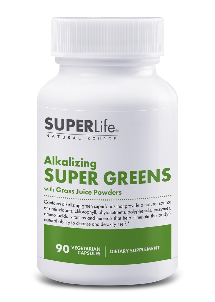 100%有机盐碱化超级绿地 - 超级食品 w/ Alfalfa, 大麦和小麦草, Matcha & Chlorella - 自然源头 Phytonutrients & Chlorophyl → 推动 pH 体平衡和除毒 → 90 Capsules