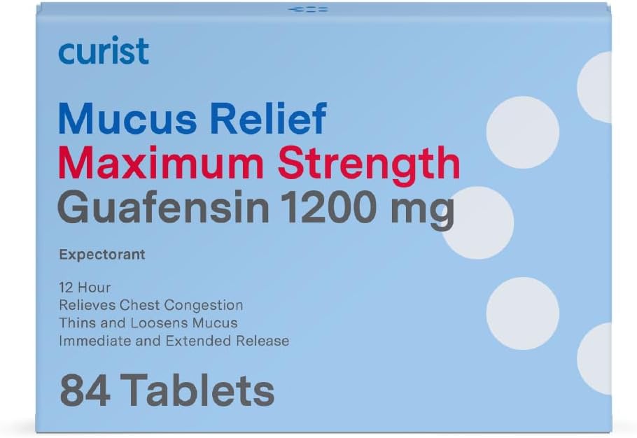 Curist Guaifenesin Mucus Relief 1200 mg 最大强度 OTC - 84 计数 扩展释放片 - 降低Mucus 清晰摄入量(84 计数板块包)