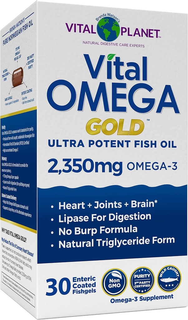 生命星球 - 生命星球 Omega Ultra Potent Wild Caught Omega 3 鱼油补充剂 2350mg 高潜力Omega 3 脂肪酸补充剂 EPA 和 DHA 支持脑和心脏健康 30 软胶