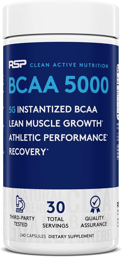 RSP BCAA 5000(30 Servi), " 工作后肌肉恢复、耐力和能量的卡普尔米 " ,5g 基本支链氨基酸