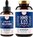 WINDSOR BOTANICALS HMB 配有维生素D3补充剂和液体梅拉托宁 3mg - 解决和回收包