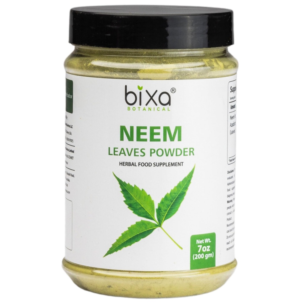 bix BOTANICAL NEEM Leaf Powder | Azadirachta Indica |200格拉姆 / 7 OZ | Ayurvedic Anti Alergic Herbal Supplement | Gluten Free, Non-GMO, Steam tried, Vegan.