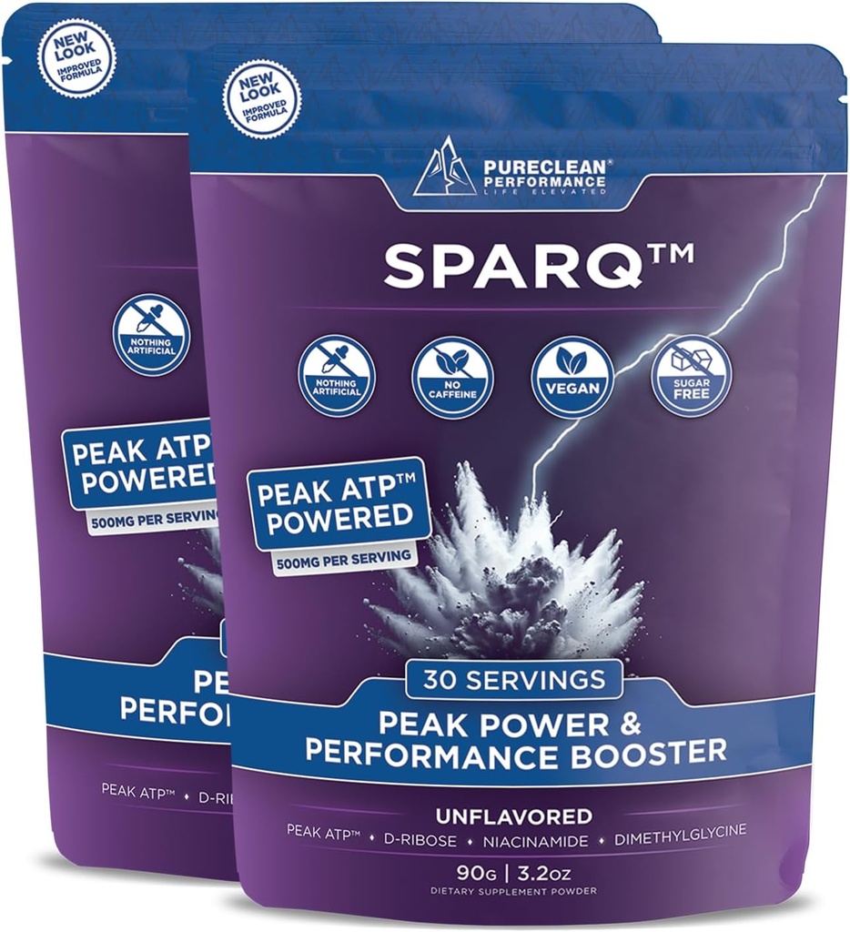 SPARQ Peak ATP 功率和性能助推器 — 500mg ATP, D- Ribose, DMG & NAD+ — Boosts Muscle Mass, Energy, Stamina, 力量与恢复 — 咖啡因-无前置工作粉末 — 60 services — 不受欢迎