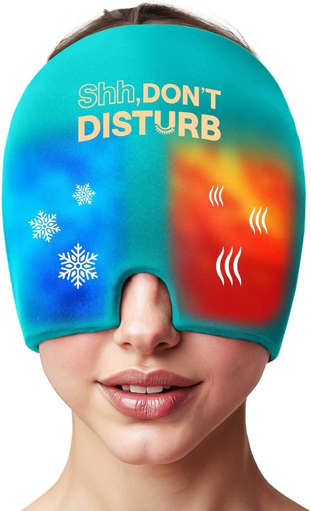 Migraine Relief Cold Cap – 重用Gel冰包头包头包头痛,Puffy Eyes,Sinus压力,Hangover – 360° 压缩Migraine Hat给女性和男性 – 冷却Cap给紧张和压力缓解