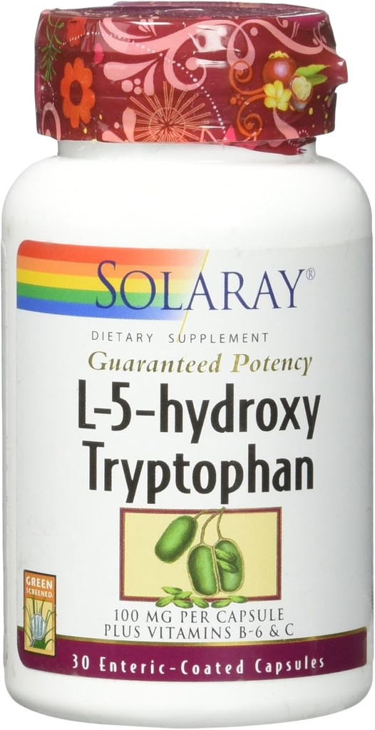 Solaray 保证概率 L-5-HTP + B 6 & C 100 mg Capsules, 30 计数