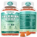 2 Pack Organical Valerian Root Gummys, Natural Calm to Help Relaxization, 草药支持补充, Melatonin Free, Non-GMO, Gluten Free, Vegan, Green Grape Flavor, 120 Counter (英语).