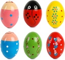 SallyFashion 6 PCS Wooden Shaker Eggs for Toddlers, Egg Maracas 震撼摇摆乐器 为党情好友 Goodie Bag Stuffers 课堂颁奖
