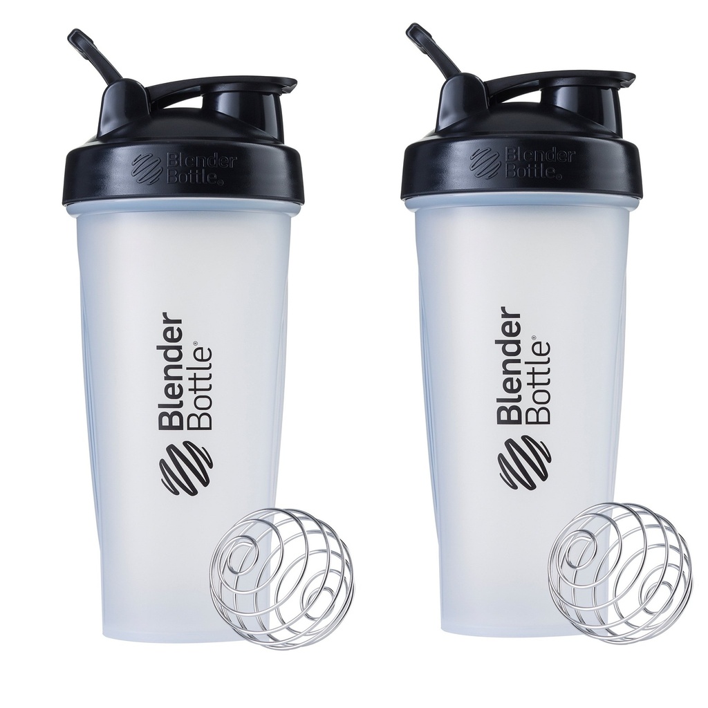 BlenderBottle Classic Shaker Bottle Protein Shakes and Pre Workout, 28oz, Clear/Black (Pack of 2) 最佳蛋白质摇摆和前期工作瓶, 28oz, Clear/ Black (Pack of 2)