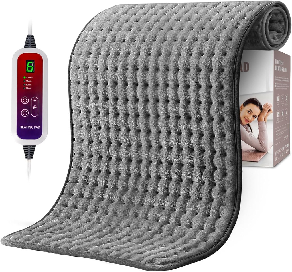 Qfun Extra 大热帕用于后痛救济,19.6"x39.3" XXL 快速热帕德内克和 Shoulde Electric Heating Pad for Phile Cramps 配有 6 Heat Sets & Auto Shut-Off, Christmas Gifts for Men