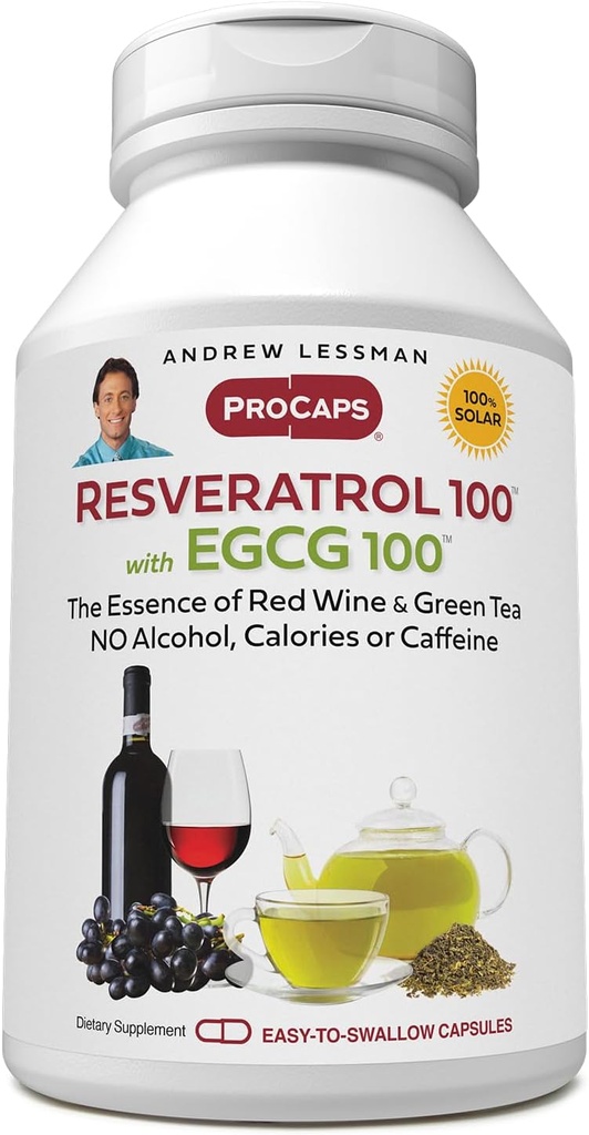 Andrew Lessman Resveratrol-100 EGCG 100mg - 360 Capsules - 两种天然抗氧化剂,无酒精或咖啡因.