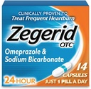 Zegerid OTC 24 Hour Heartburn Relief, 唯一带有 Omeprazole 20 mg + 碳酸钠的质子泵抑制器, 治疗频繁的 Heartburn, 14ct Capsules