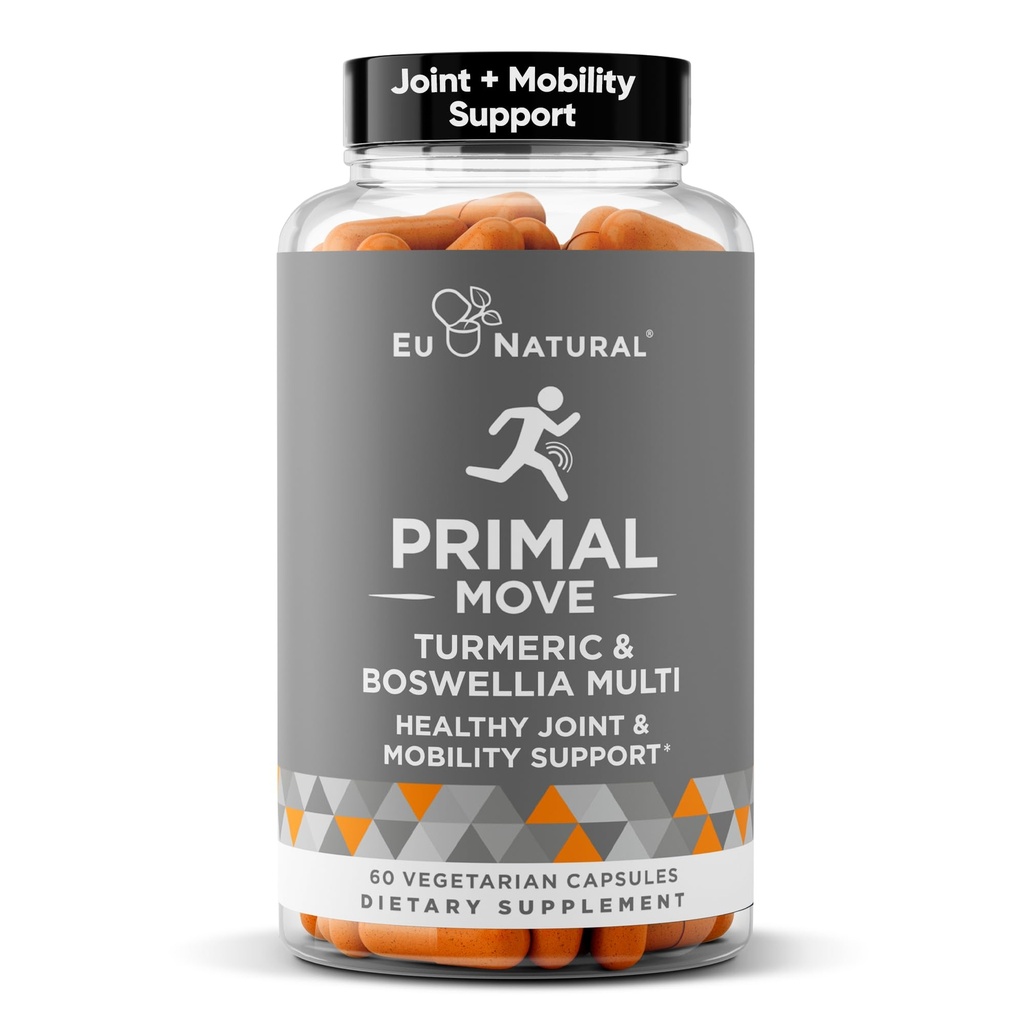 Primal Joint & Mobility Support - Advanced Joint Support Supplement for Women and Men - Turmeric, Boswellia, Ginger and Boron for Whole-Body Flexibility, Joint Health & Comfort - 60 Veg Soft Capsules