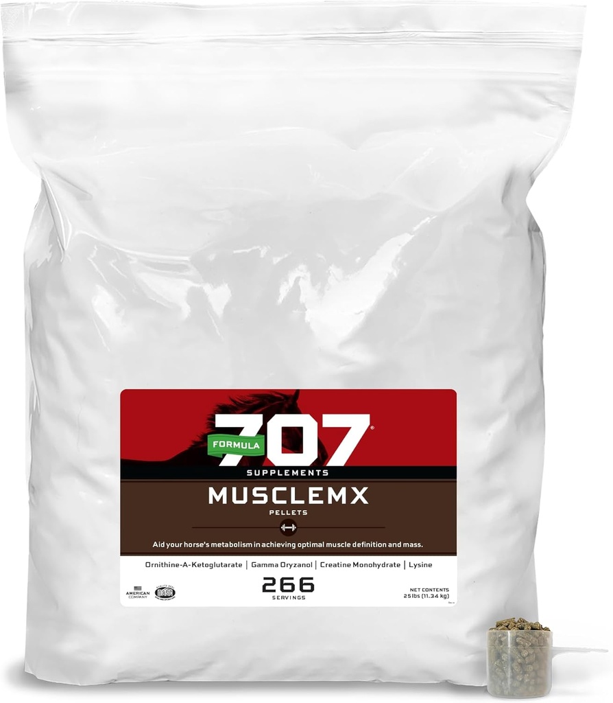 707 MuscleMx Equine 补充剂,25lb Refill Bag – 配有赖氨酸,伽玛Oryzanol, Creatine & OKG 的马匹条件支持和肌肉构建器