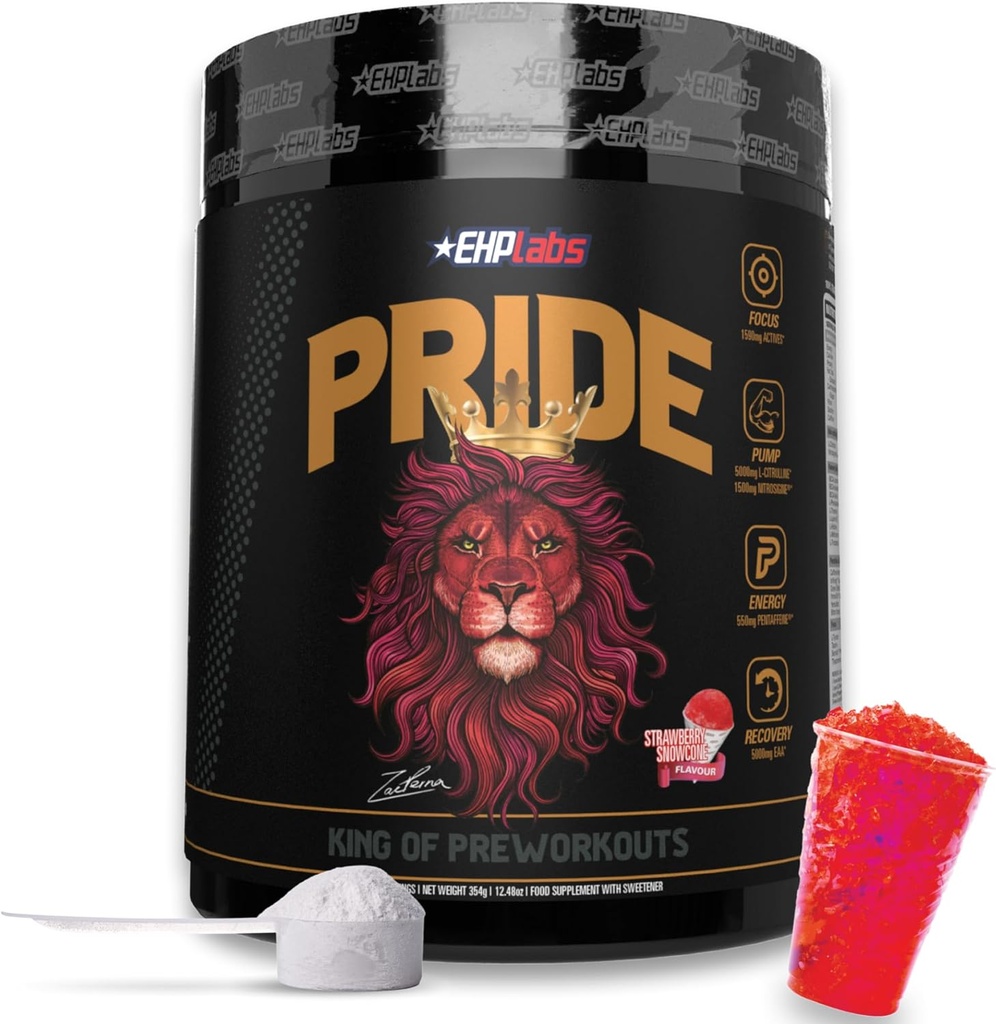 EHP Labs Pride Workingout Powder Energy Supplement - 男女无糖预产期,与BCAA合作的能量粉靴饮料 - 280毫克的咖啡因 - 草莓雪松(40架)