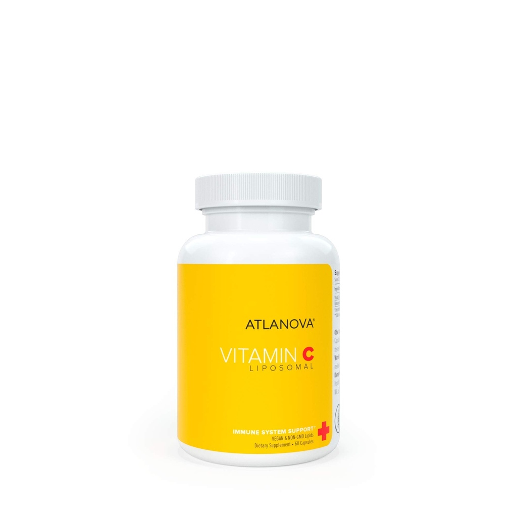 ATLANOVA True Liposomal Vitamin C 1000mg Capsules Vegan 美国最佳天然非转基因生物 抗氧化剂最大吸收免疫系统支持和Collagen助推 Liposome 实验室公式补编