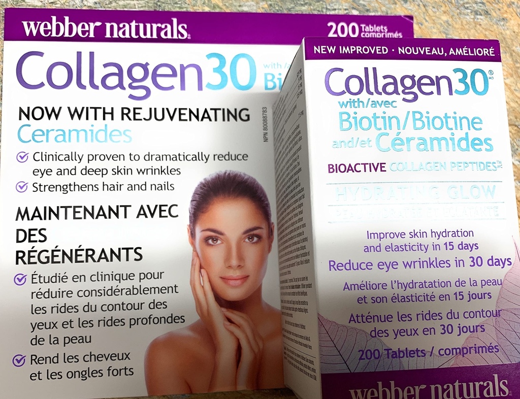 Webber Naturals Collagen 30 与 Biotin 和 Ceramides, 200 片