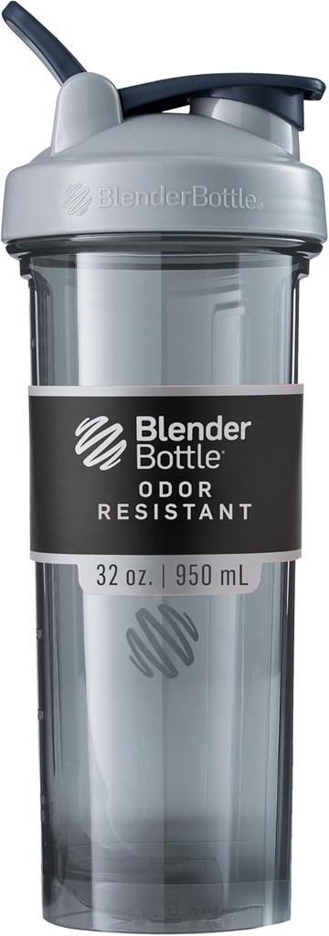 BlenderBottle Shaker Bottle Pro系列 完美地用于蛋白质摇摆和前置工作,32-Ounce, Pebble Grey