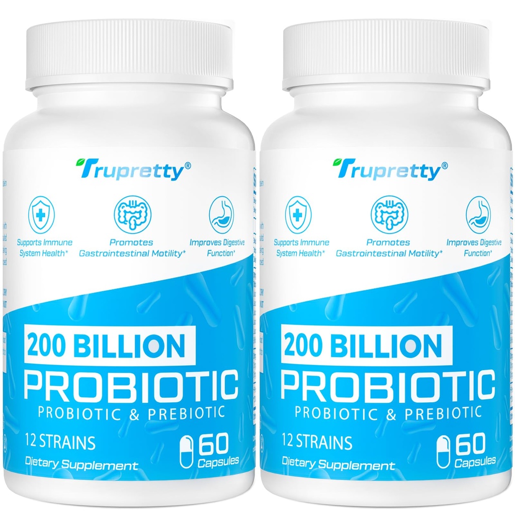 200亿Cfus 12 Strains Probiotic,配有3种有机预生,女性男性的Probiotics,Imune的每日补充,Gut,消化健康,大陆架稳定,非转基因生物,120 Caps(120天供应)