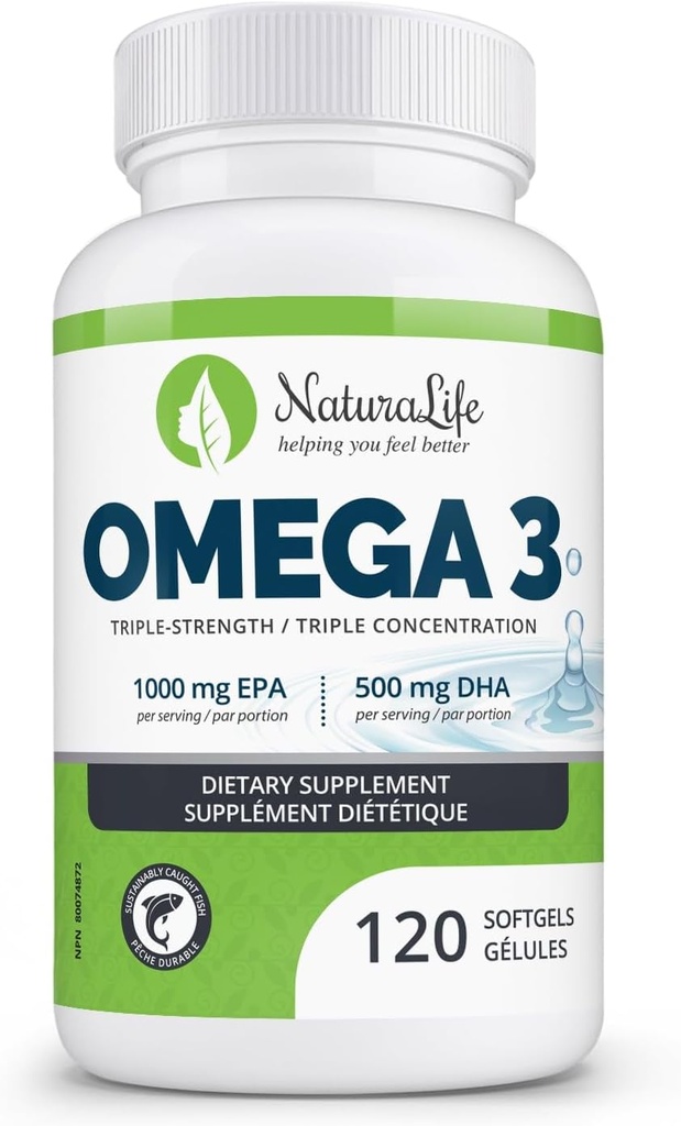 三强Omega 3 鱼油盖 高环保局和DHA 1000mg 100% 天然基本脂肪酸