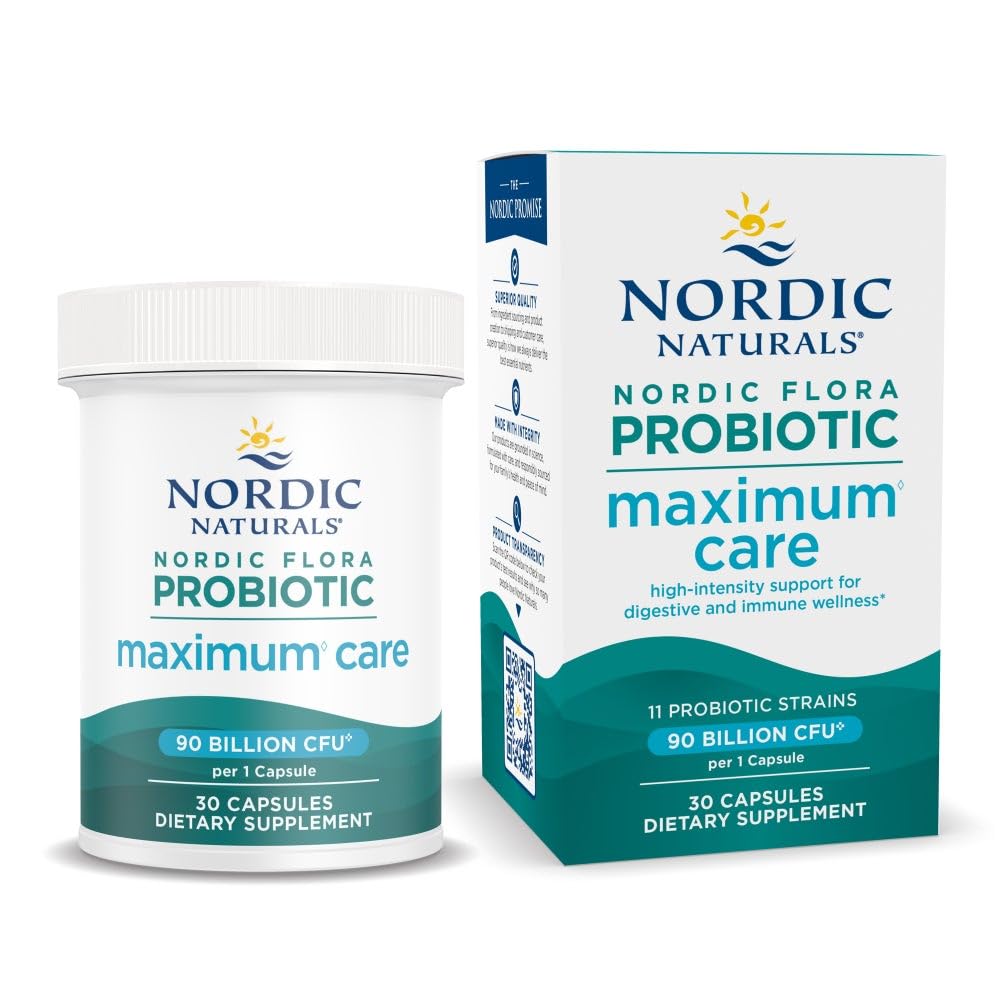 北欧自然协会 北欧植物原生体最大护理,30 Capsules, 11 Probiotic Strains for Daily Imune and Digestive Health Support, Vegan, 30 Services