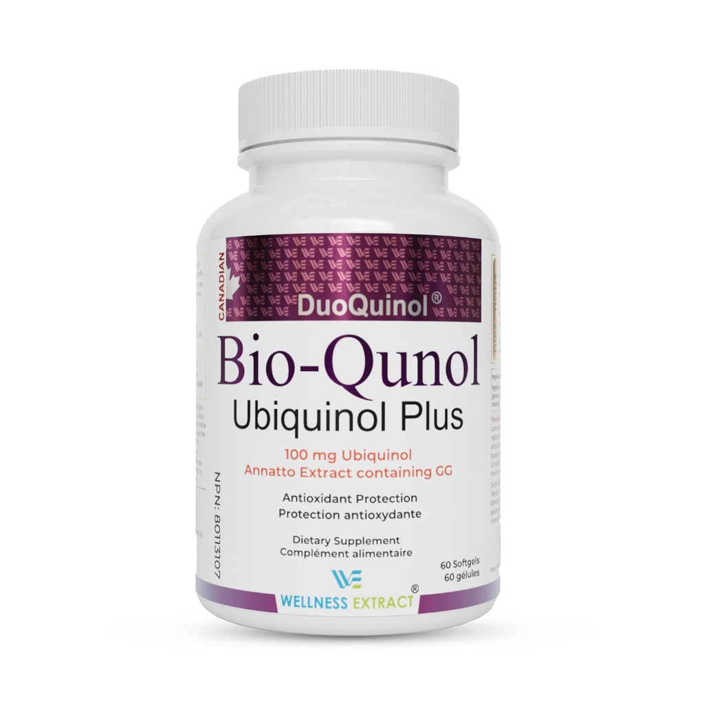 WellNESS EXTRACT Bio Quinol Ubiquinol(CoQ10) 与 Geranylgeraniol – 用于心脏健康的抗氧化剂,细胞能 150mg 60软胶