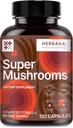 超级蘑菇 8-in1 120 Capsules - Brain Boster & Immune Support Drops - Reishi, Lion's Mane, Cordyceps, Chaga, Mitake, Turkey Tails, Shiitake, Agaricus - 高潜力提取器