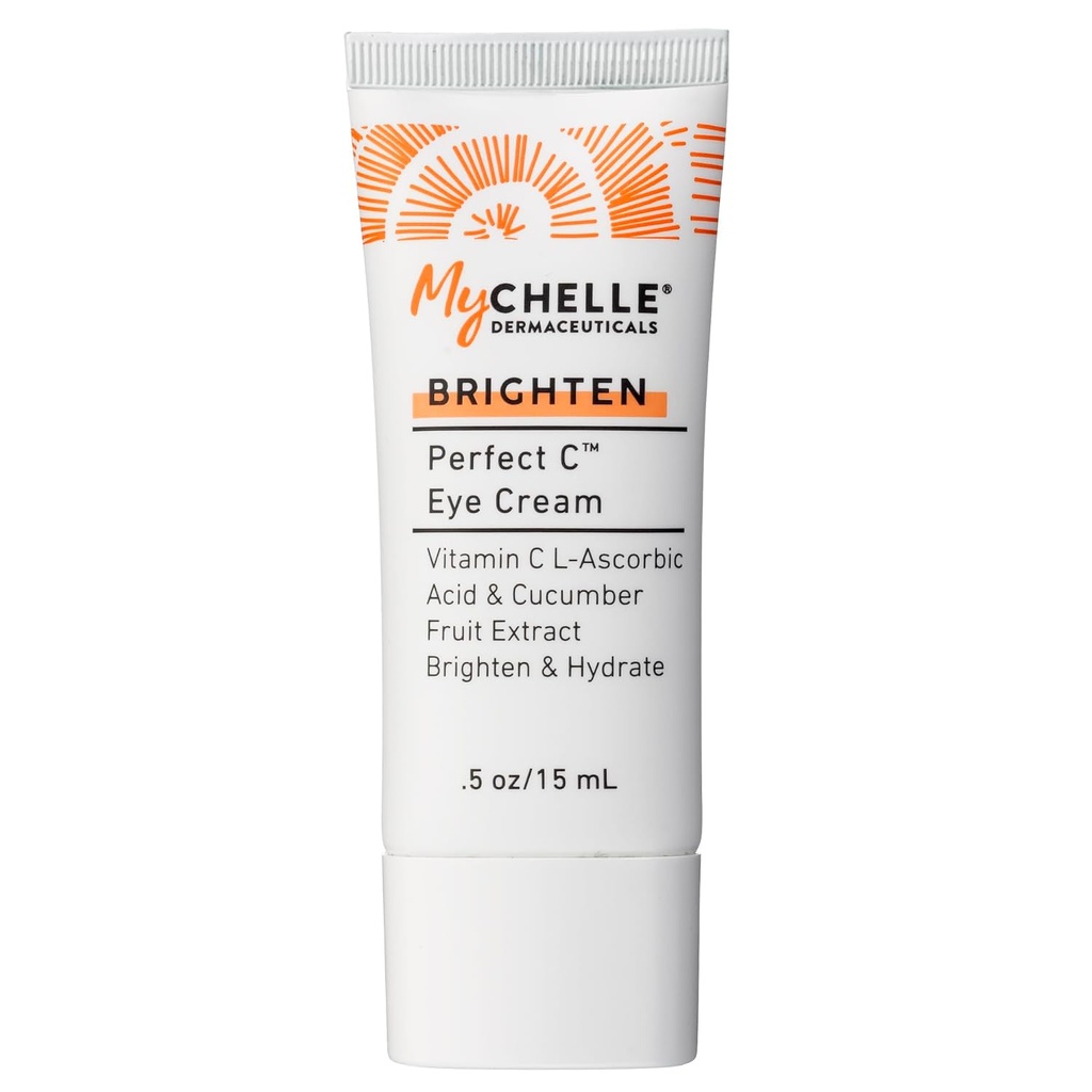MyCHELLE Dermaceutics Perfect C Eye Cream - Eye Cream for Dark Circles and Puffiness with Vitamin C & Plant Stem cells 降低老化,细线和皱纹的可见信号,0.51 Fl Oz (Pack of 1)