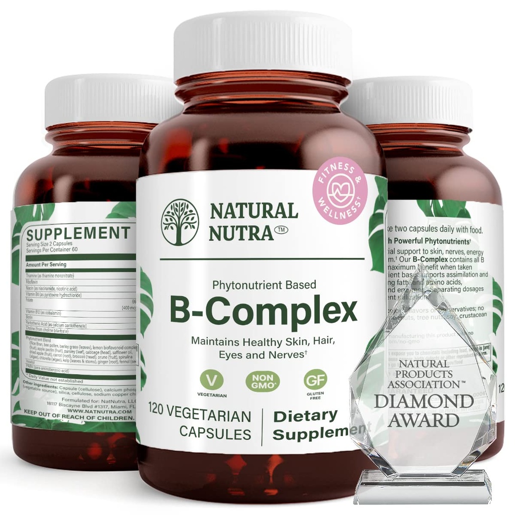 与Niacin、Folate、Thiamin、Biotin、支持神经系统健康、促进代谢、皮肤、眼睛和头发健康、全食补充品120种植物