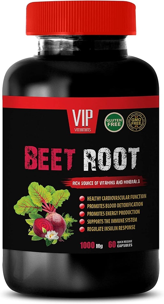 超级食品甜菜根补充剂 - Beet Root 1000 MG - Beet Root Nitric Oxide 补充剂 甜菜根药丸 甜菜根维生素 Immune系统支持 甜菜维生素 补充剂 Beetroot 1 Bot 60 Tabs