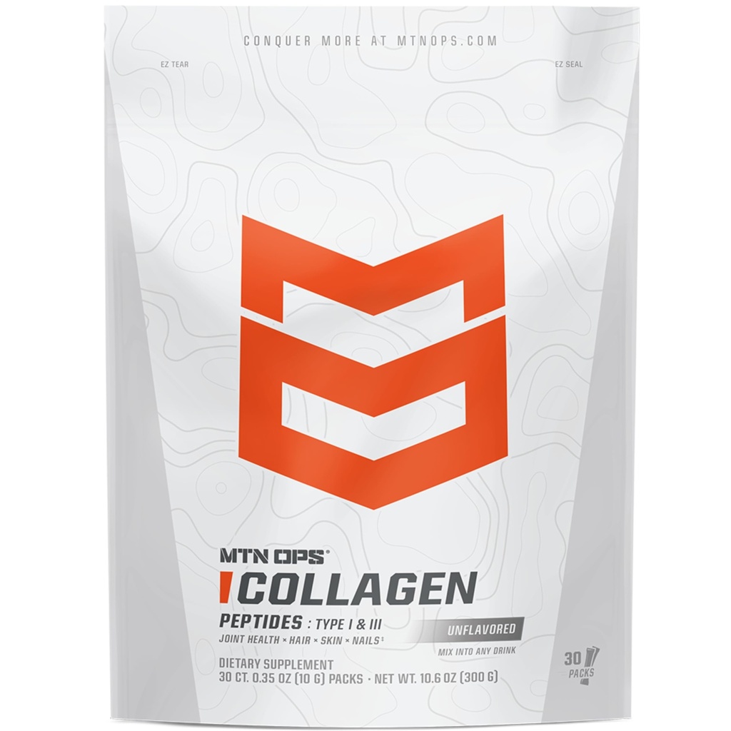 MTN OPS Collagen Peptides Stick Packs, Unflavored Protein Powder | Collagen Peptides, 9g Protein, On-the-Go Stick Packs, Unflavored, Hair Skin & Joint Support
