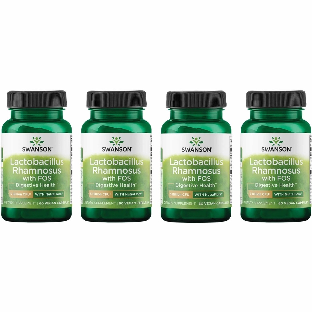 Swanson Lactobacillus Rhamnosus with FOS - Probiotic cups 支持消化健康 - 5亿 CPU - 促进旅行期间的GI Ttract健康 - (60 Veggie Caps) Pack