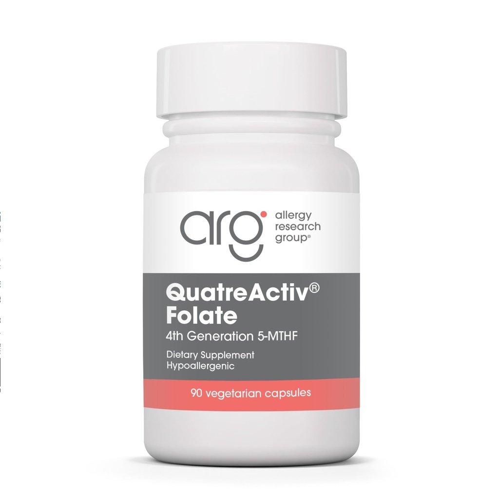 过敏性研究小组 QuatreActiv Folate 补充剂 - Methylfolate, 5-MTHF, Methylation Support, Quatrefolic, Vegetarian Capsules - 90 Counter