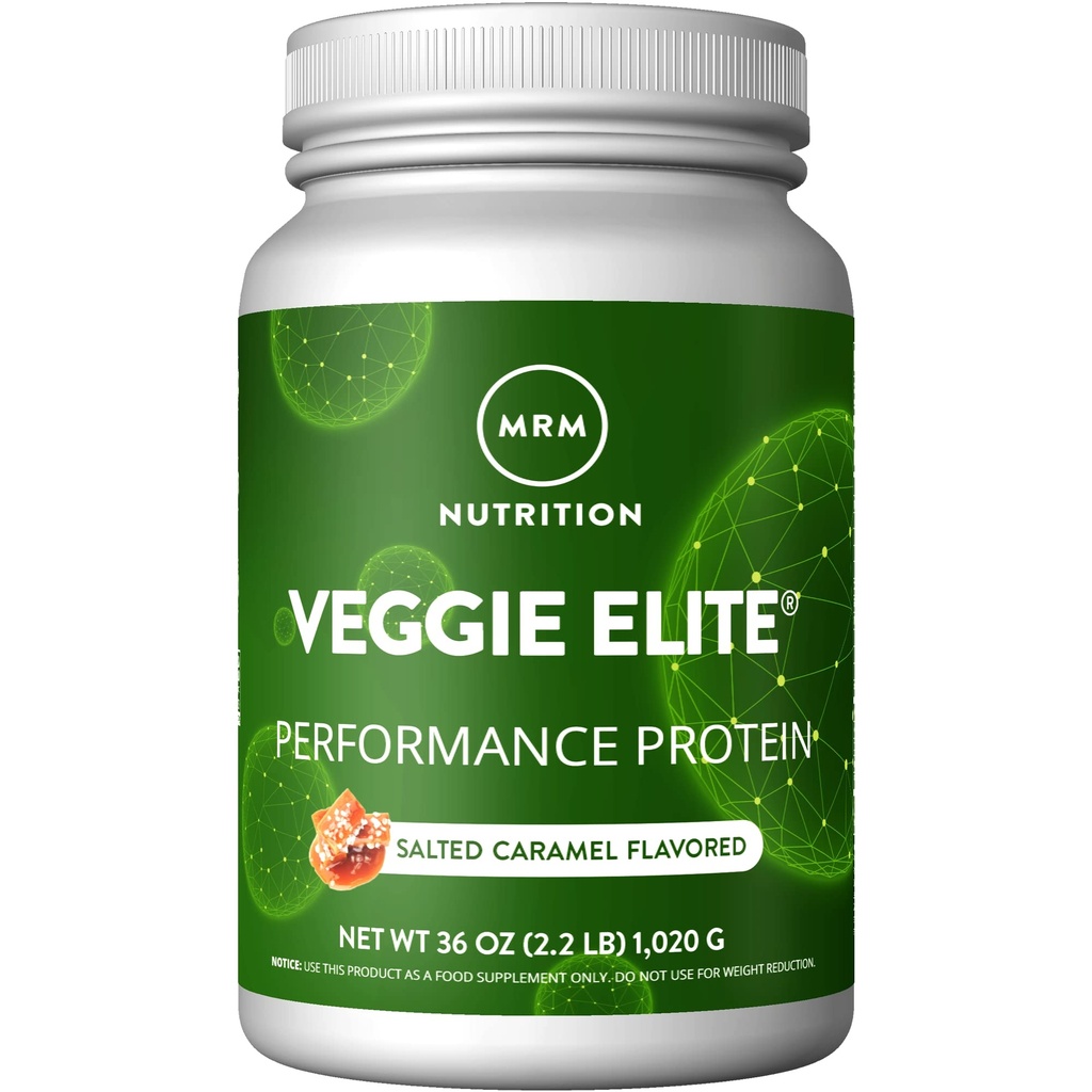 MRM 营养 Vegie Elite 性能蛋白 盐焦糖 Flavored 植物蛋白 容易与 BCAAs + Vegan + Gluten-Free + 临床试验 → 消化酶 → 30 服务