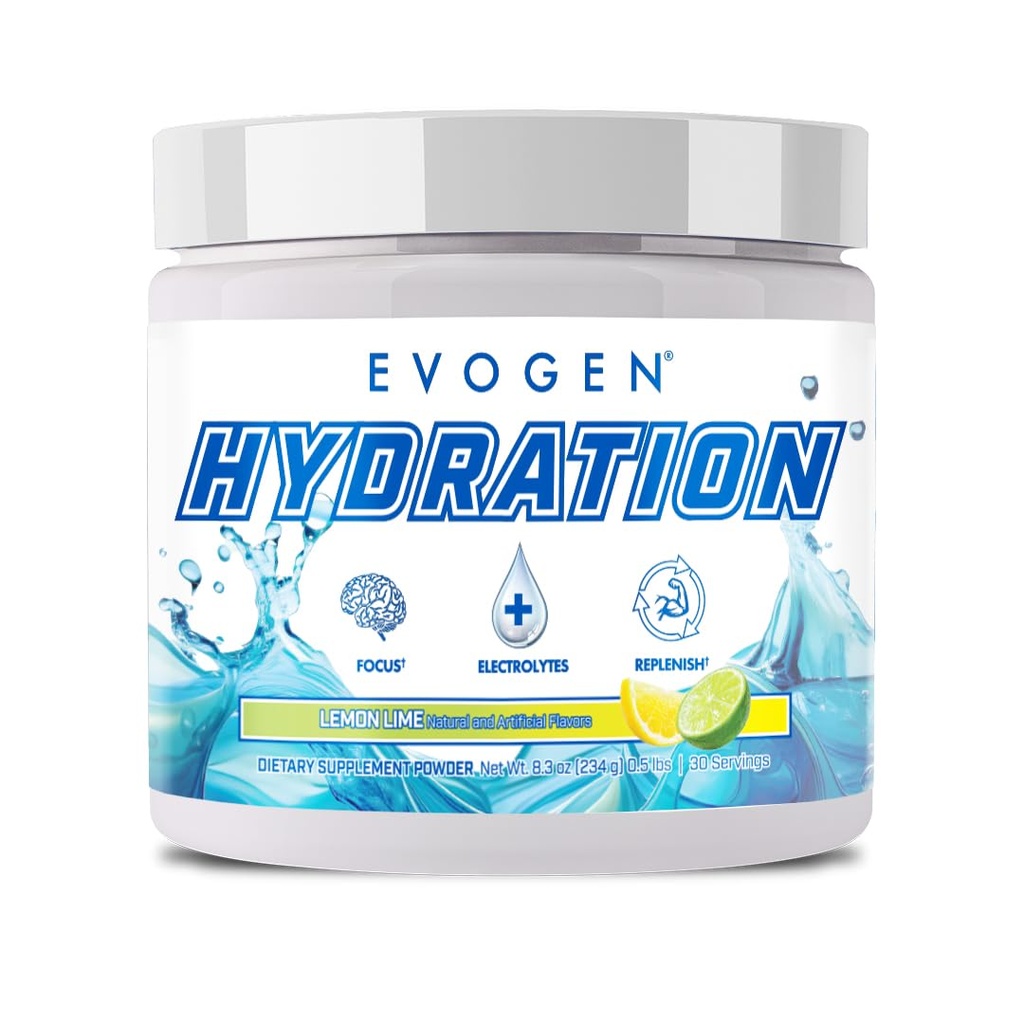Evogen Hydrition - Full Spectrum Electrolytes Powder QQ 无糖电解质 Power 水利,能源,和回收 QQ 椰水,B维生素,钾 QQ 柠檬液 30 services