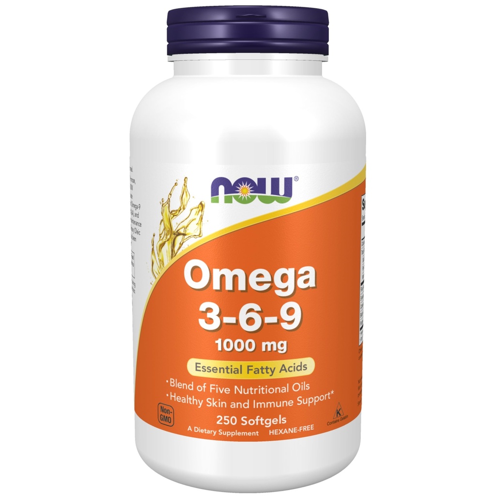 Now Foods Supplies, Omega 3-6-9 1000 mg 配以 Flax种子, Evening Primrose, Canola, Black Currant 和 南瓜种子油, 250 软胶