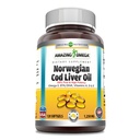 惊人的奥米加挪威鳕鱼肝油 1250 Mg Softgels Supplement QQ Omega-3, EPA, DHA, 维生素A, 维生素D & 维生素E (莱蒙 120 伯爵)