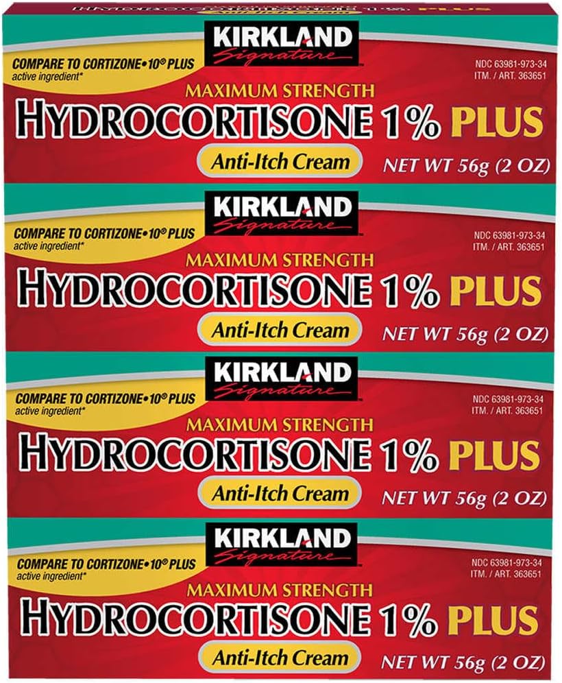 Kirkland 签名最大强度 Hydrocortisone Cream 1% 与 Aloe, 2盎司(包4)