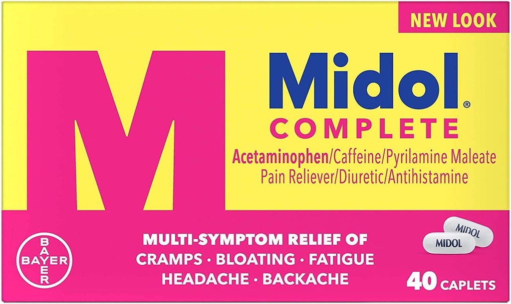 Midol 完成,月经期症状缓解, Caplets, 40 Counter, 2-Pack