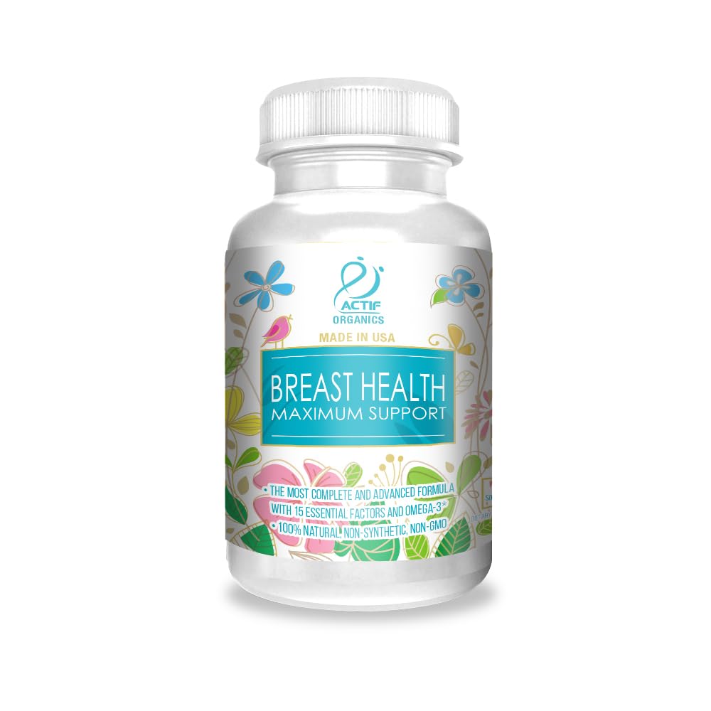 ACTIF 乳房健康最大支持,15个高级因子和Omega-3 - 非转基因生物,美国制造,90个计数