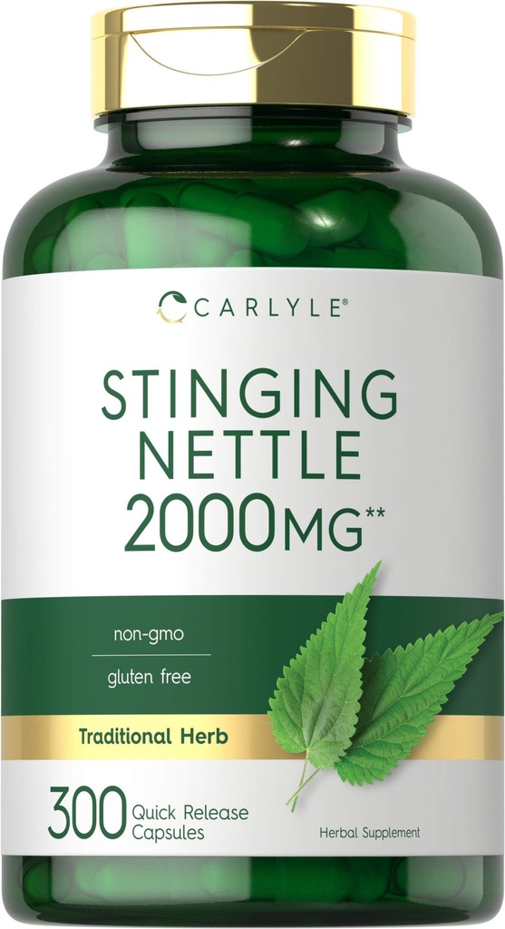 Carlyle Stingle Nettle 叶片摘录 2000mg → 300 Capsules → Non-GMO & Gluten 免费补编