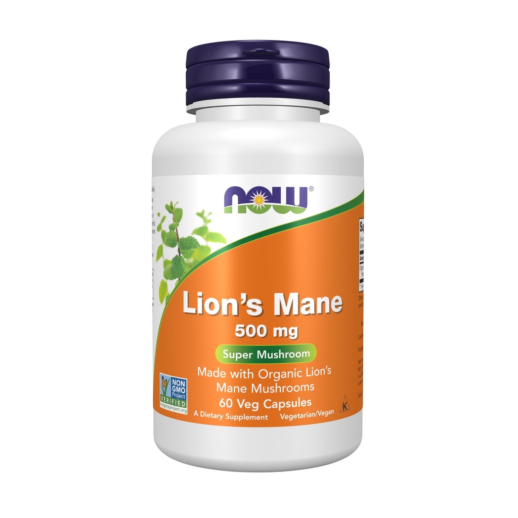 Now Foods Supplements, 狮子马内500毫克, 超级蘑菇, 用有机狮子马内蘑菇制造, 60 Veg Capsules